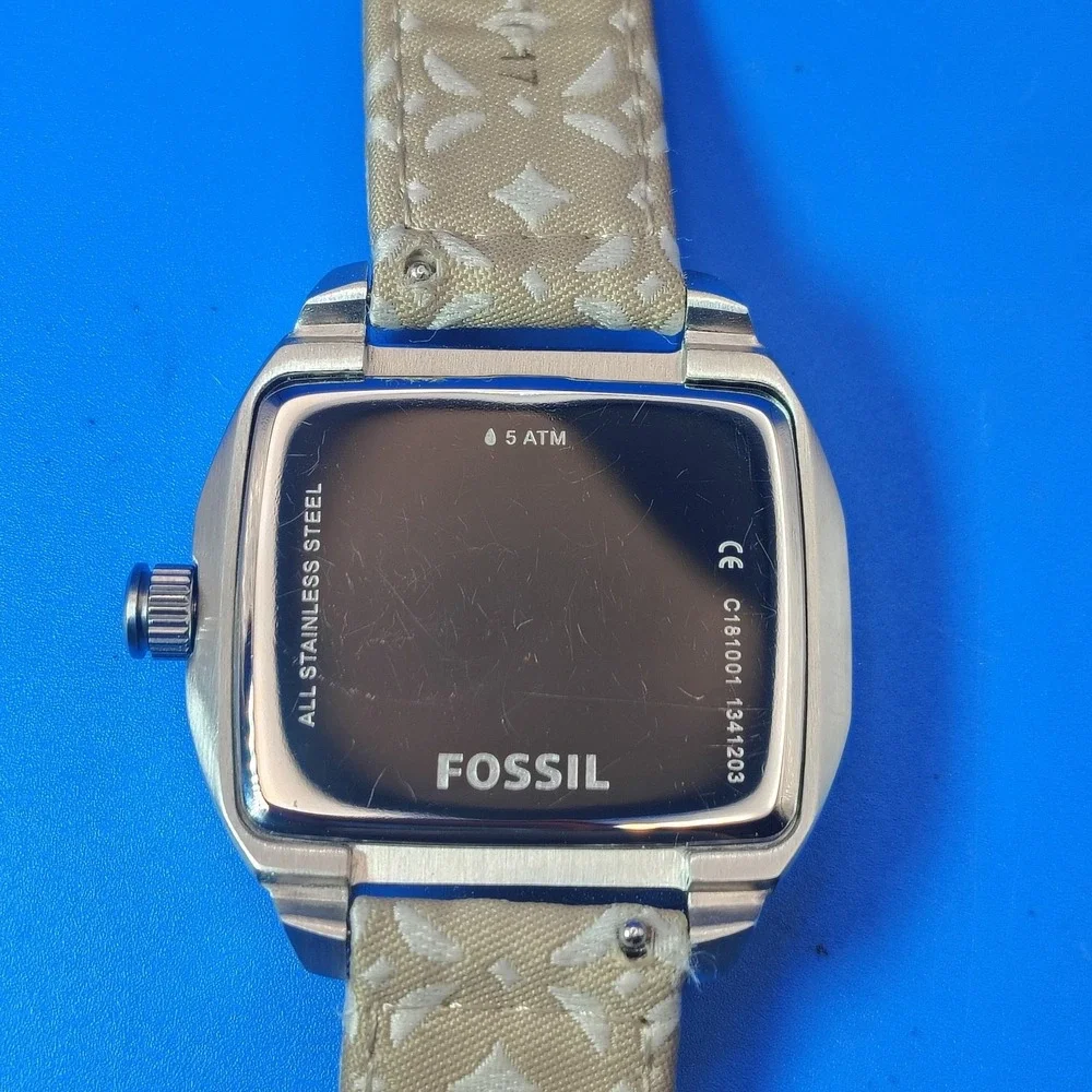 Vintage 2003 Fossil TV 32mm Women's Quartz Watch Monogram Strap Fully‎ Restored